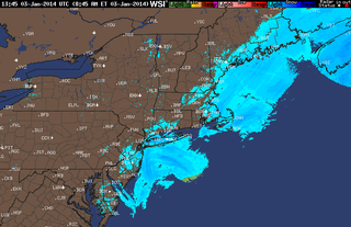 Illustration for article titled The U.S. Northeast's gigantic snow storm as seen from space